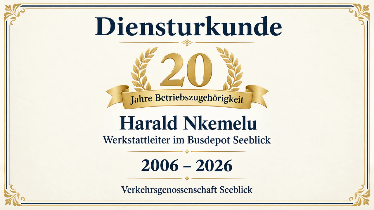 Beispiel: Jubiläumsurkunde für einen Dienst-Meilenstein