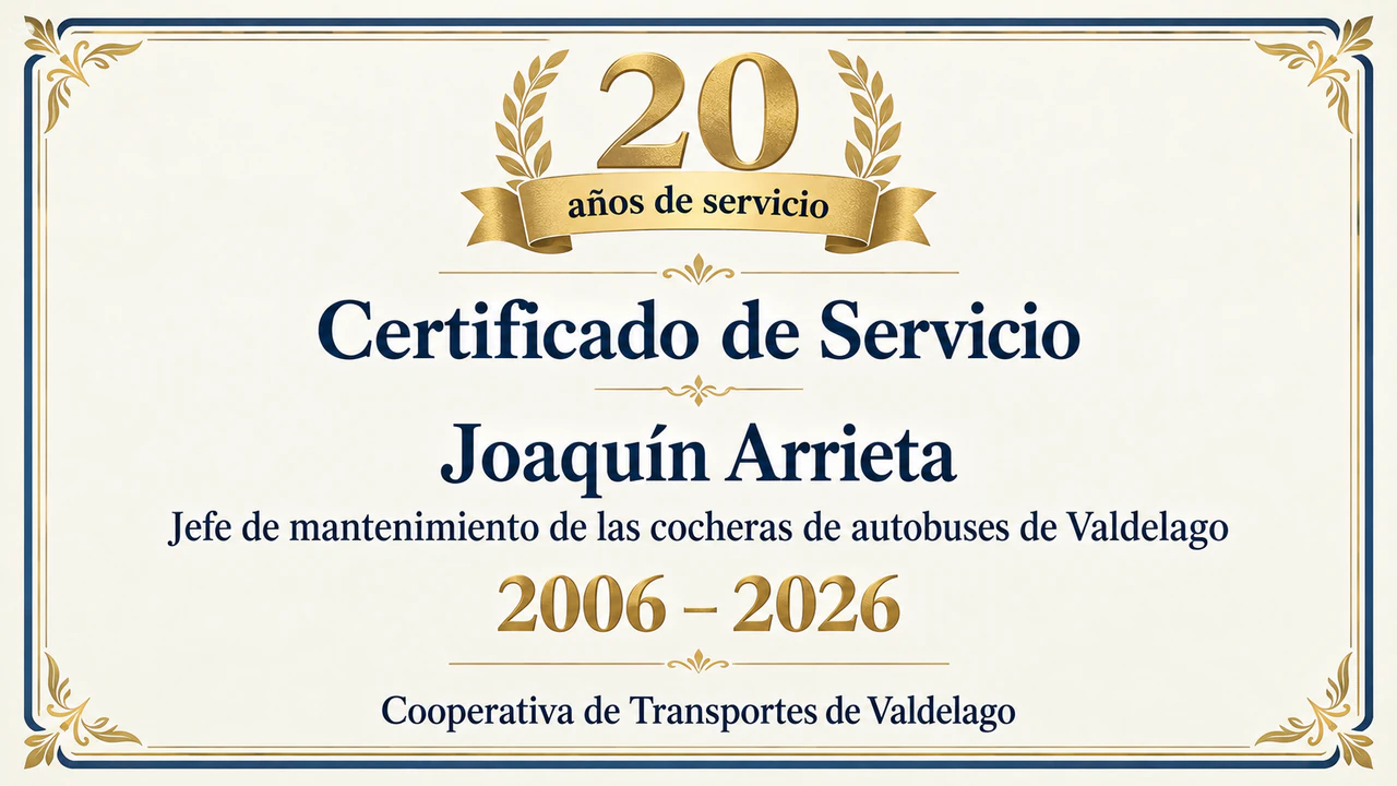 Ejemplo de Certificado de años de servicio para una fecha señalada