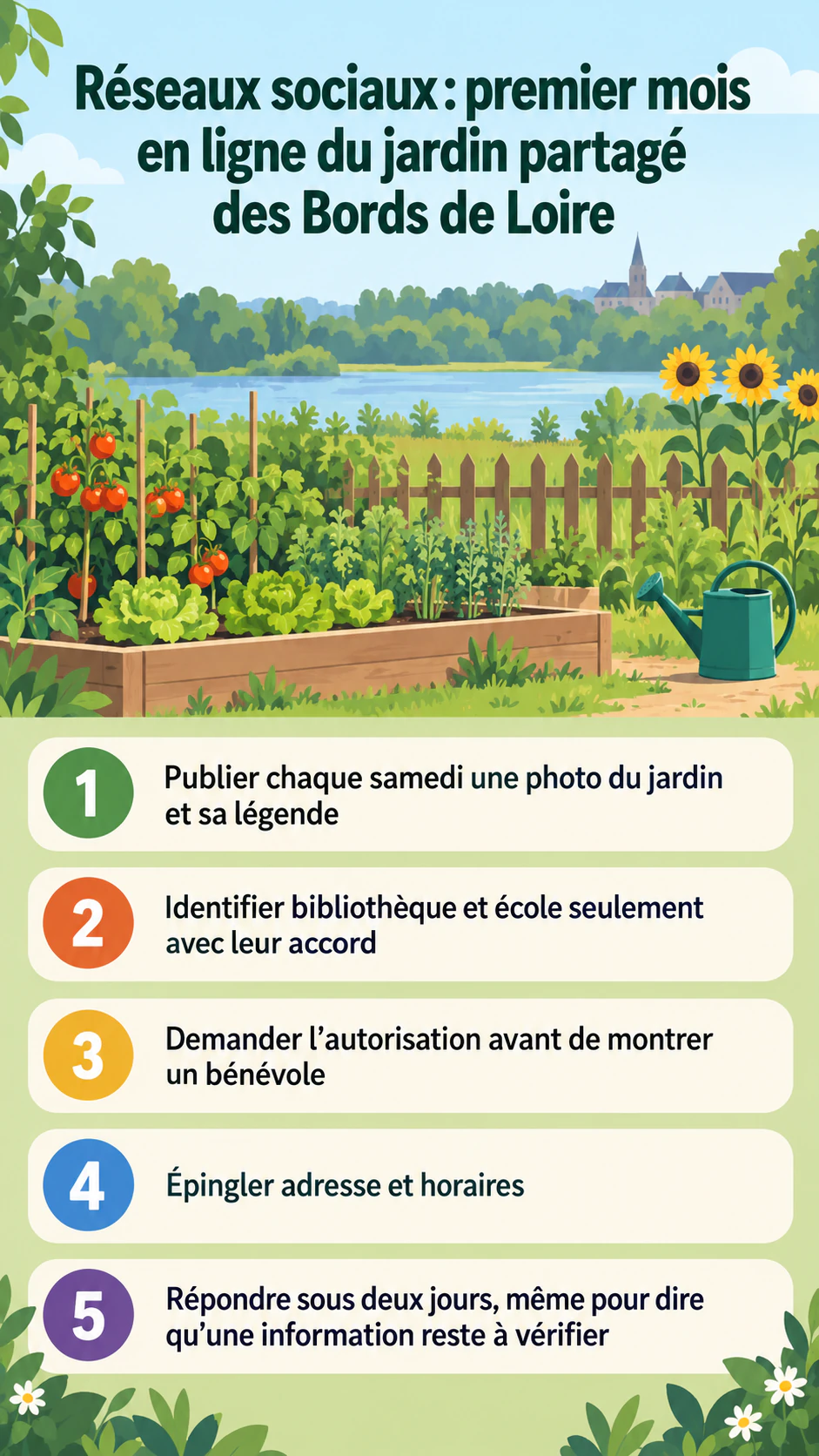 Infographie réseaux sociaux : vos résultats et vos conseils : Conseils seuls, avec un sujet long et sans chiffres ni source
