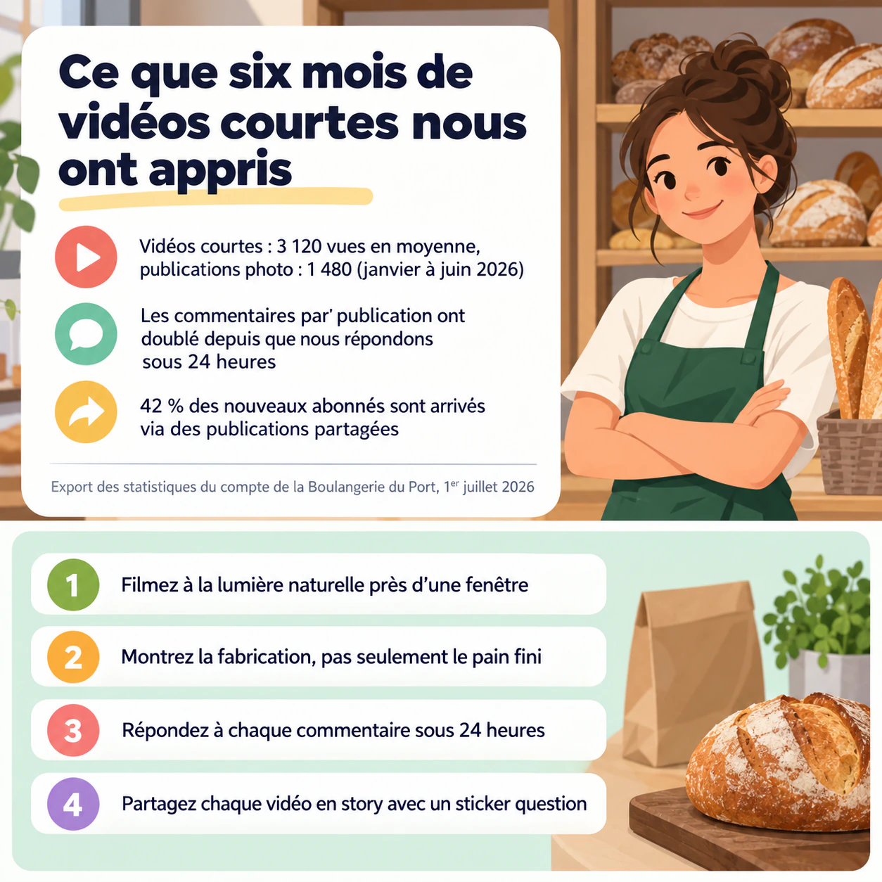 Exemple : Infographie réseaux sociaux : vos résultats et vos conseils