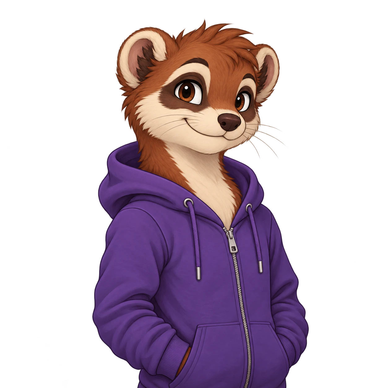 Static transparent PNGTuber character: Purple-hoodie static ferret