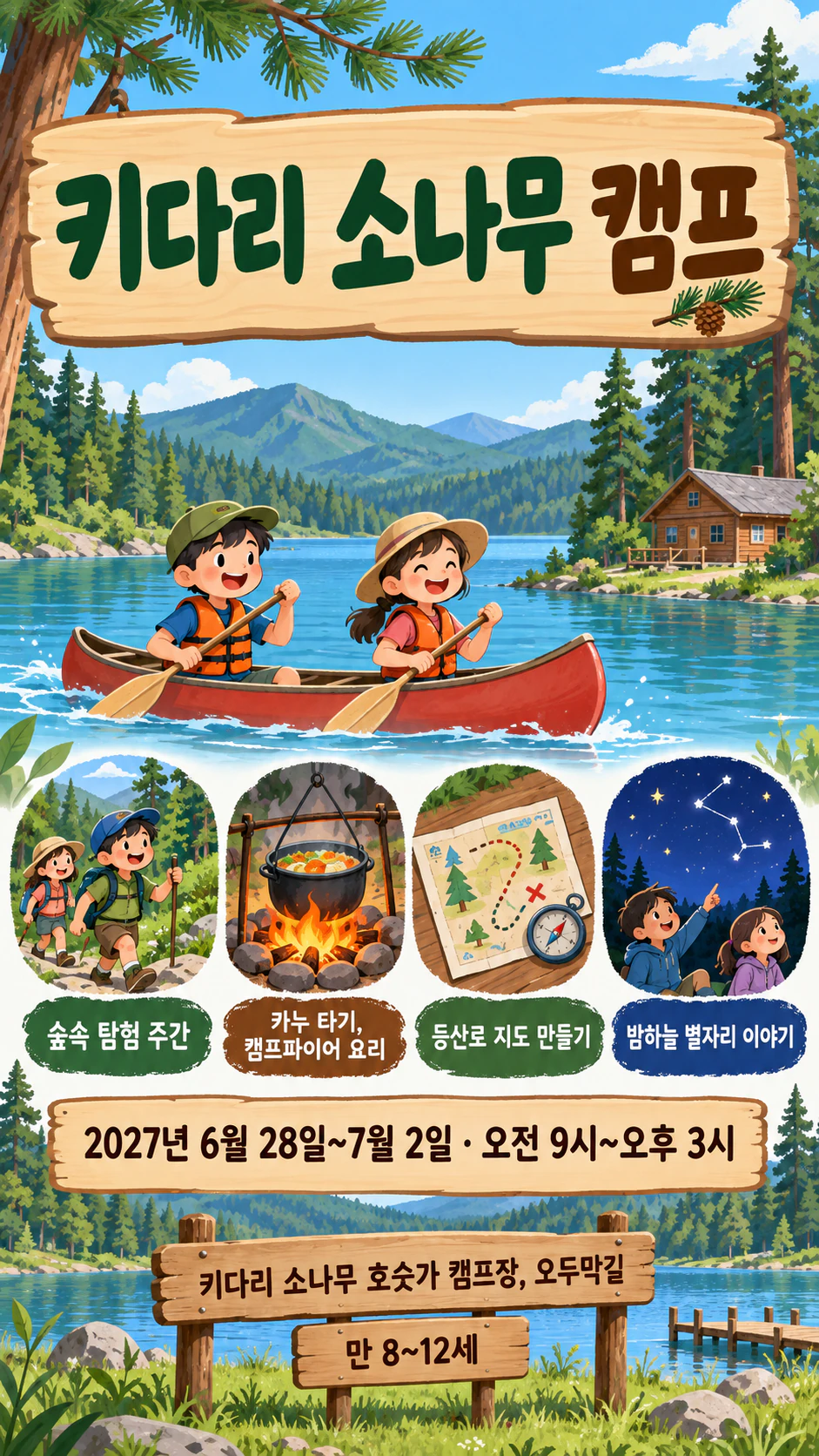 멀리서도 읽히는 여름 캠프 포스터 예시