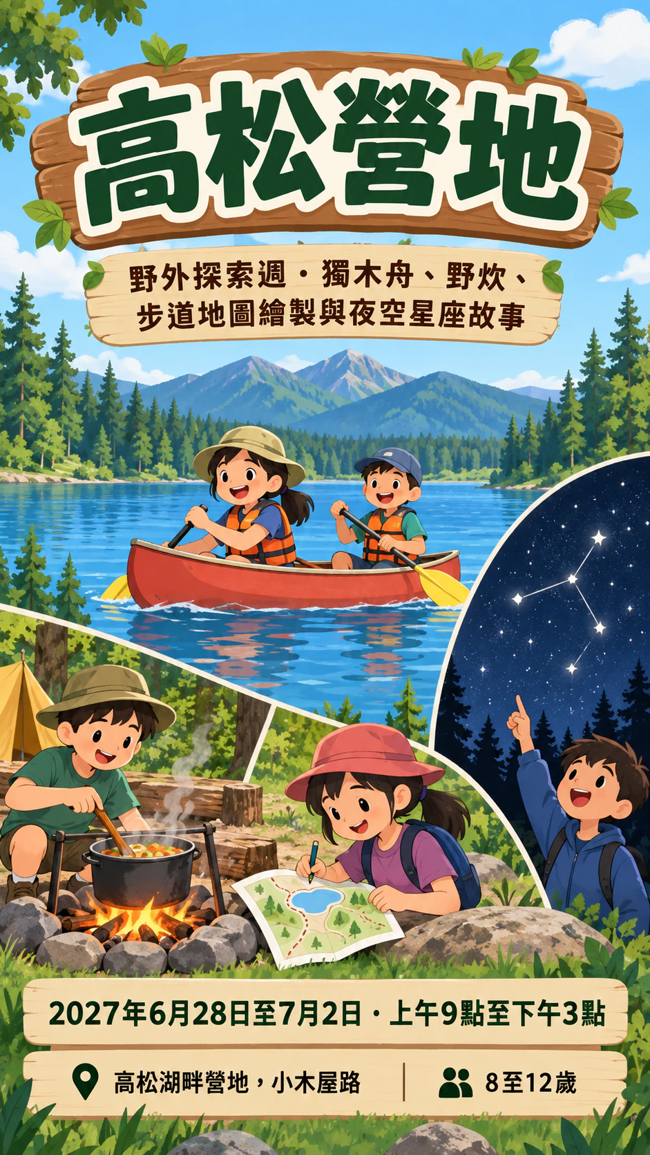 從教室另一頭也看得清楚的夏令營海報範例
