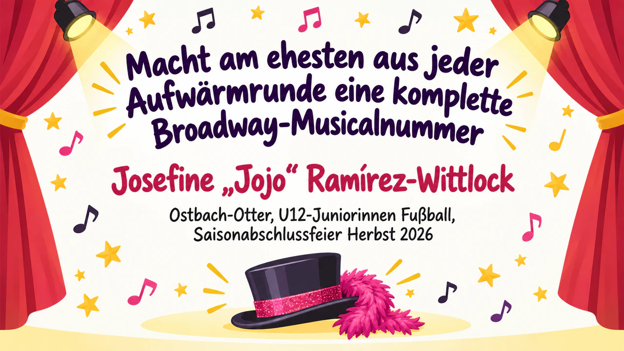 Freundliche Spaßurkunde mit augenzwinkernder Auszeichnung: Sehr langer Auszeichnungstitel für eine Sportmannschaft, ohne Notiz, Querformat