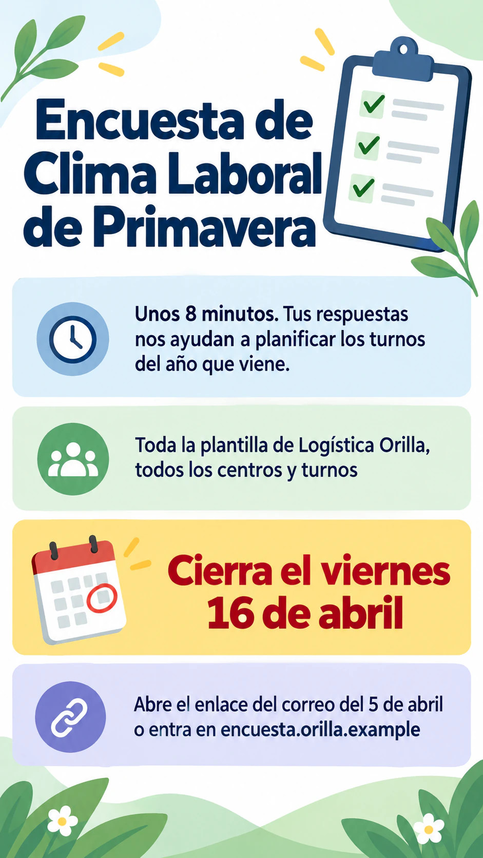 Ejemplo de Cartel de invitación a una encuesta con fecha límite clara