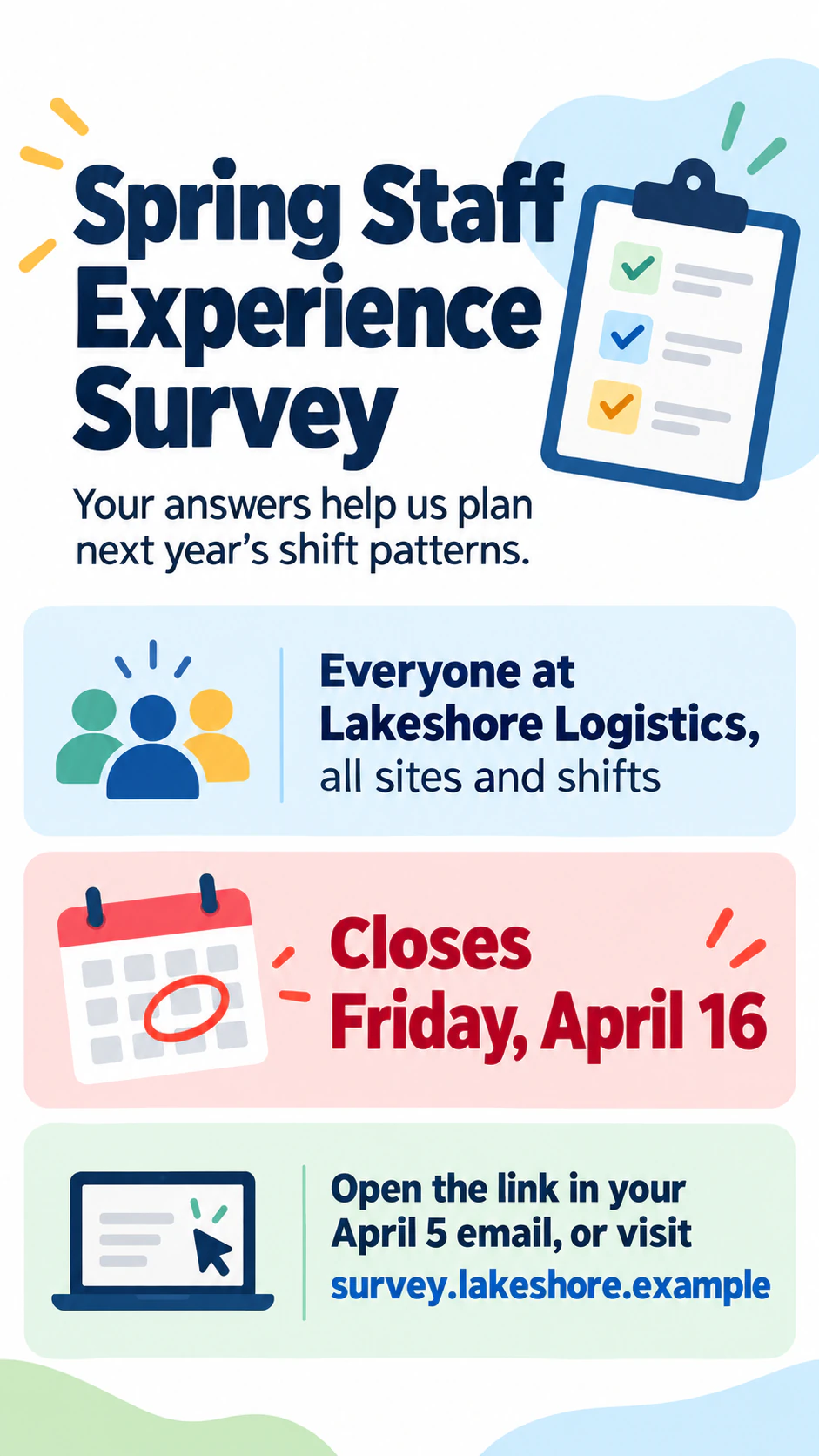 Survey invitation poster with a clear deadline example