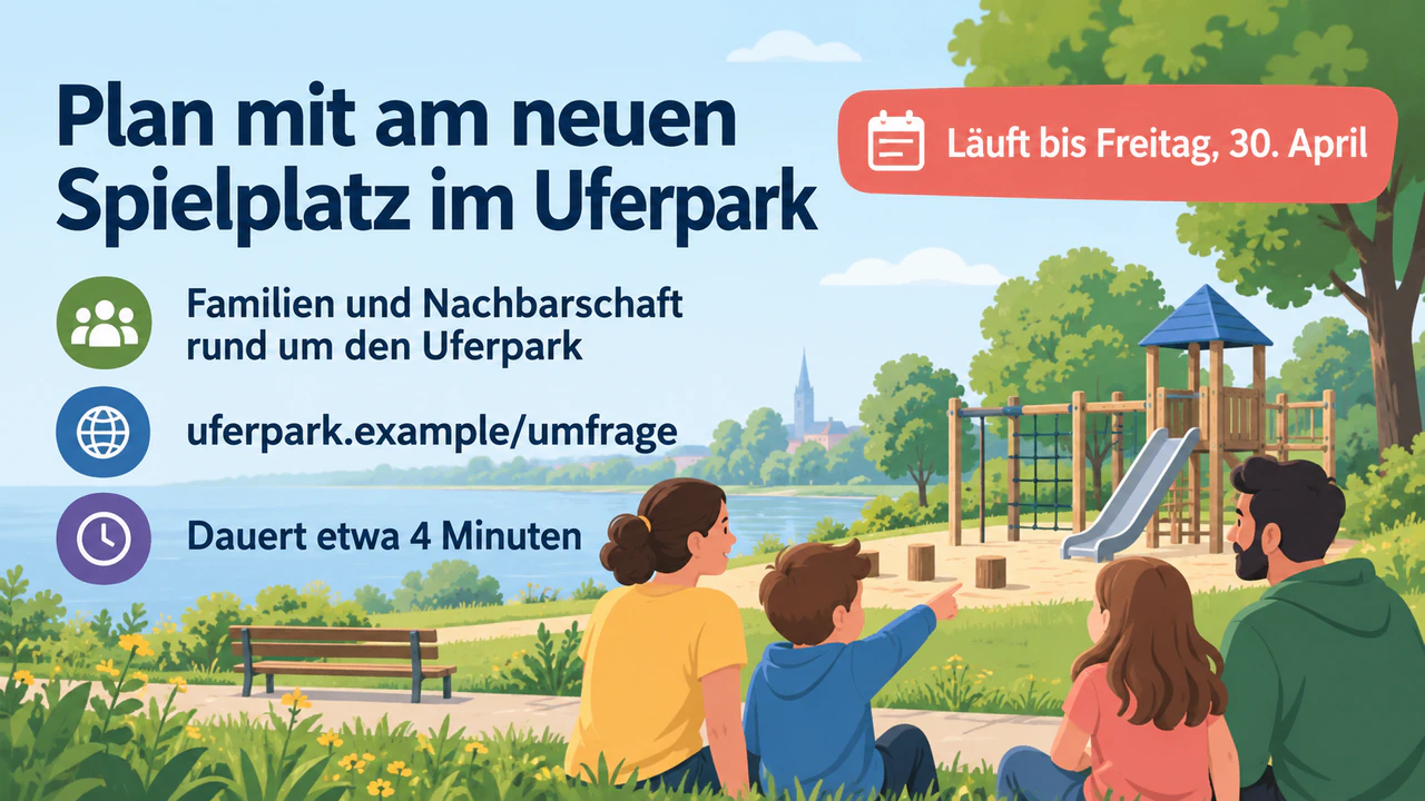 Beispiel: Umfrage-Banner, das Thema und Frist nach vorn stellt