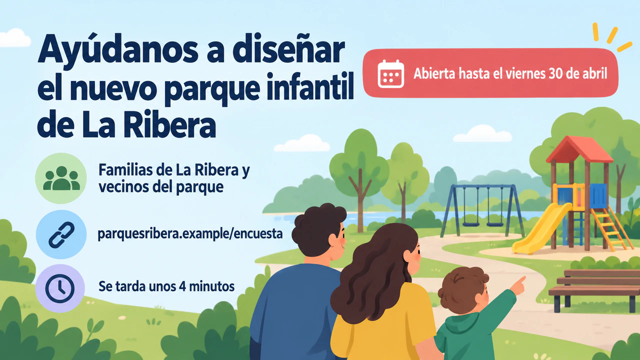 Ejemplo de Banner de encuesta con el tema y la fecha límite en primer plano