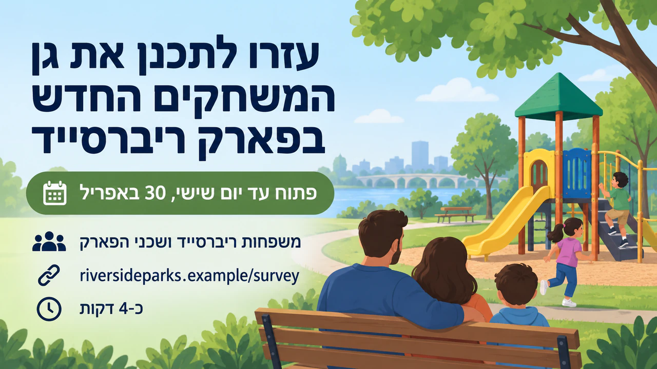 דוגמה: באנר לסקר עם נושא ומועד סיום בולטים