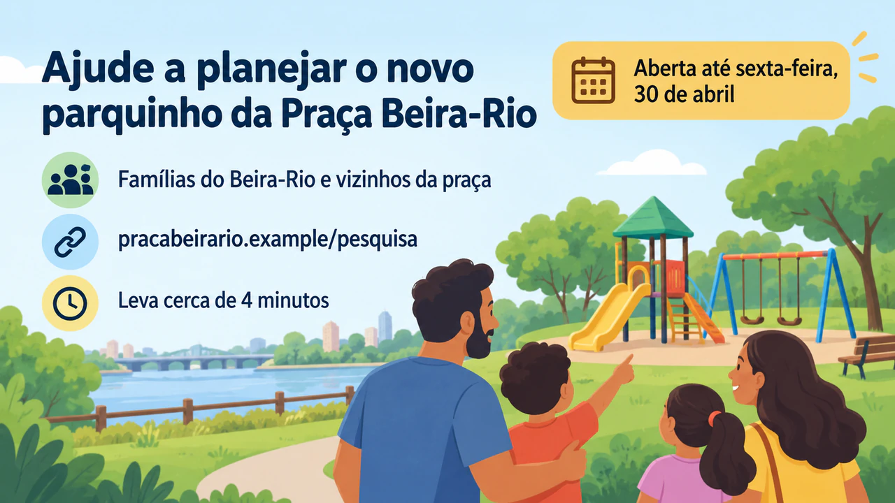 Exemplo de Banner de pesquisa com o tema e o prazo em primeiro lugar