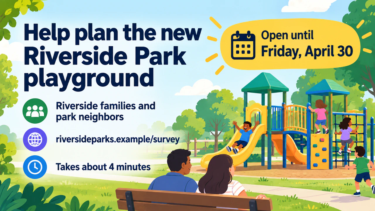 Survey banner that puts the topic and the deadline first example