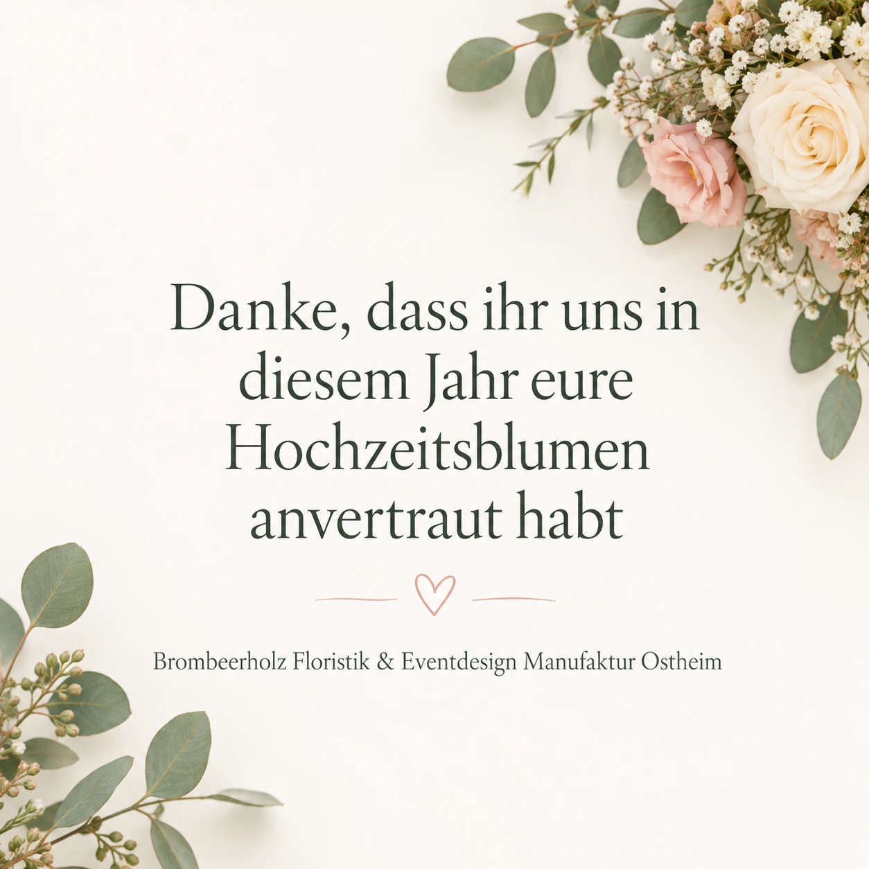 Dankeschön-Bild für Kunden-E-Mails: Lange Zeile und langer Studioname, ohne Anlass und Stil