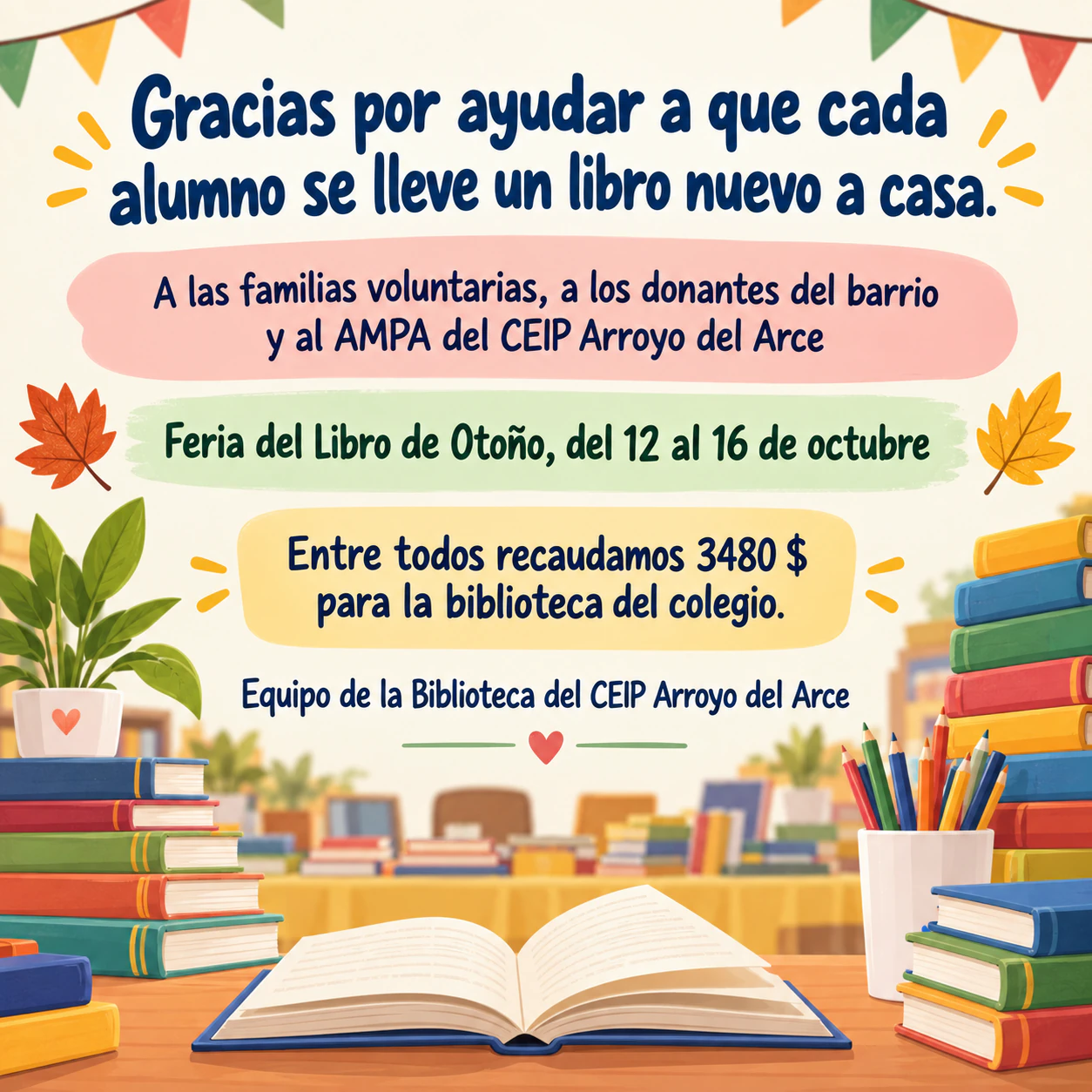 Ejemplo de Folleto de agradecimiento tras un evento, para voluntarios, donantes o patrocinadores