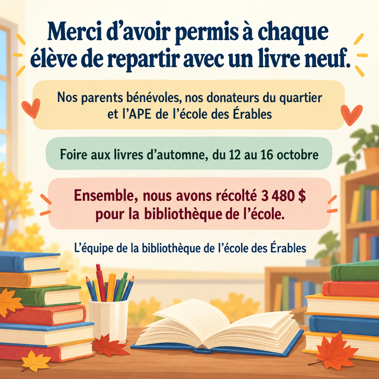 Exemple : Flyer de remerciement après un événement, pour bénévoles, donateurs ou sponsors