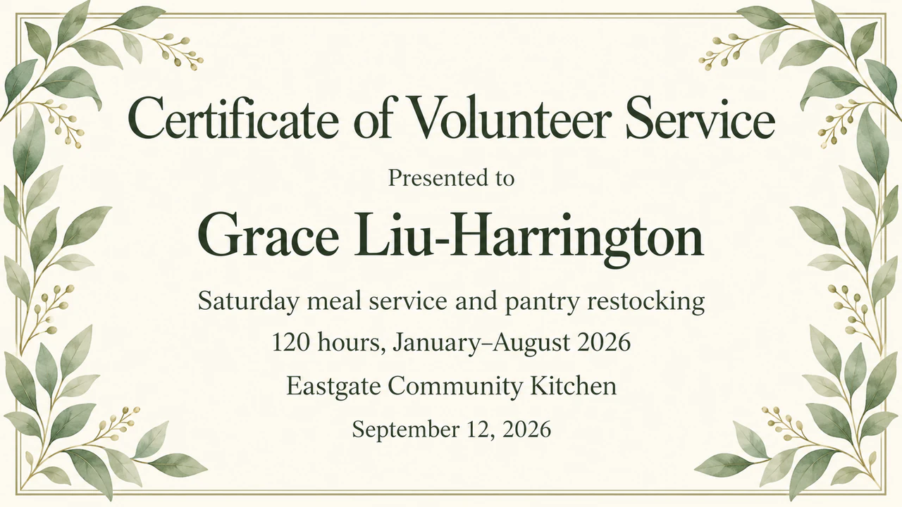 Volunteer certificate for your organization example