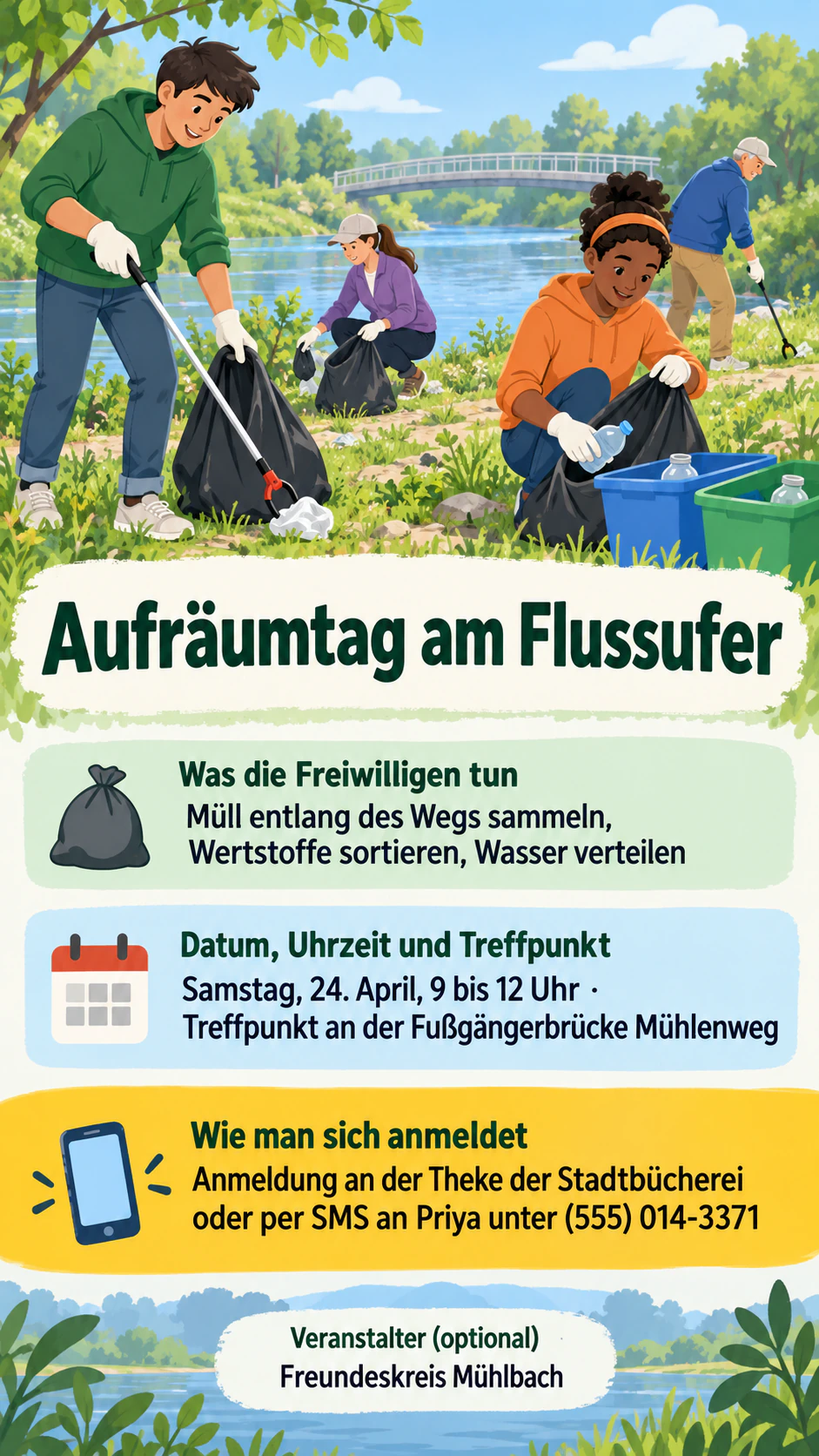 Beispiel: Plakat zur Helfersuche für eine Aktion vor Ort