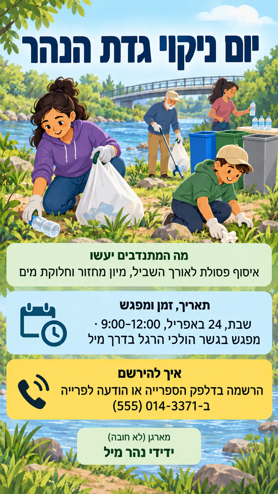 דוגמה: פוסטר גיוס מתנדבים לפעילות קהילתית