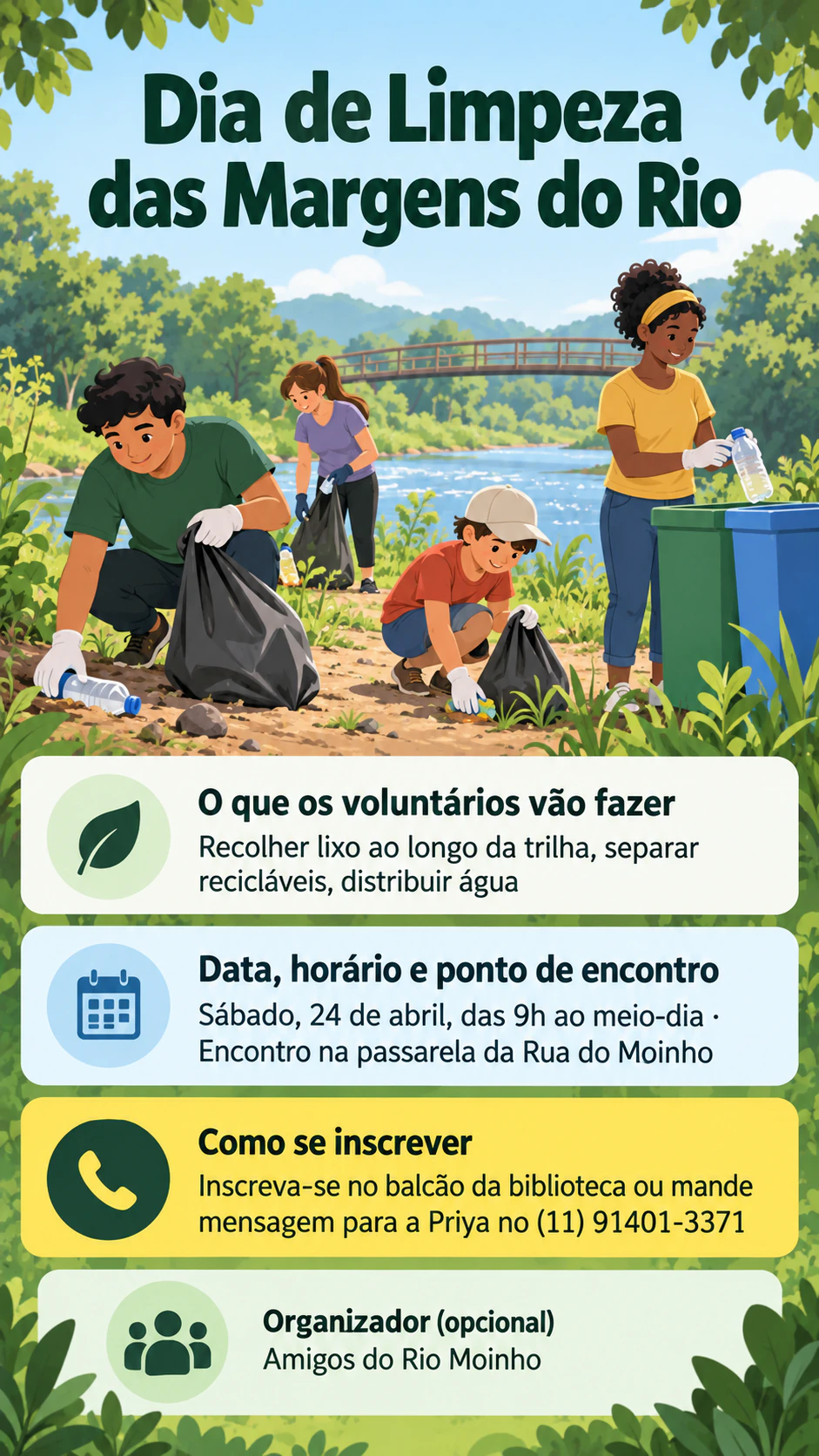 Exemplo de Pôster para recrutar voluntários para uma ação na comunidade