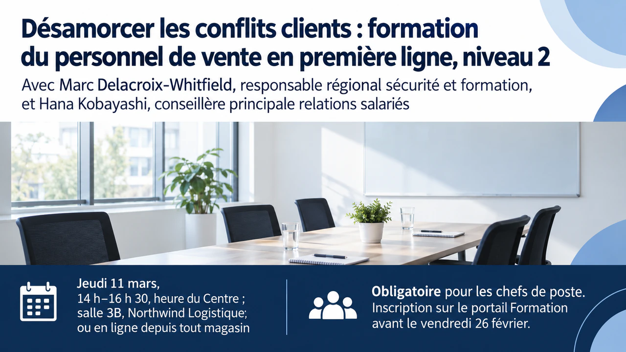 Flyer d’atelier ou de formation avec programme et inscription : Formation obligatoire hybride, deux intervenants, sans programme