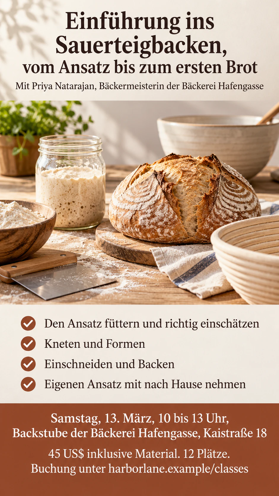 Beispiel: Flyer für Workshop oder Schulung mit Ablauf und Anmeldeband