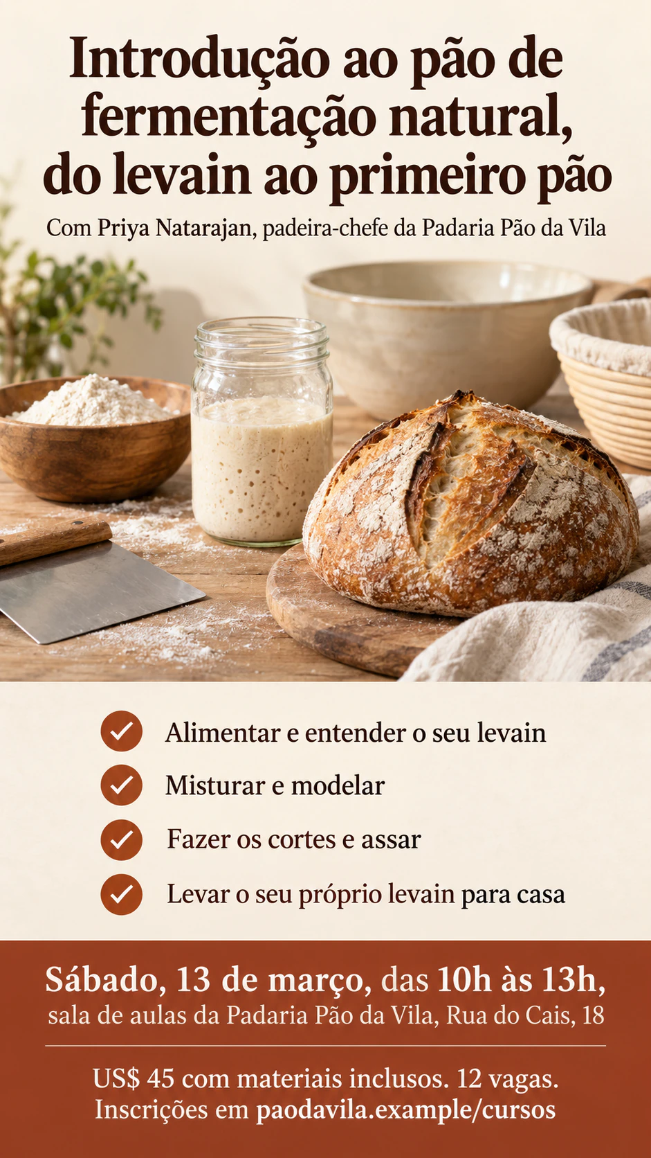 Exemplo de Flyer de workshop ou treinamento com programação e faixa de inscrição