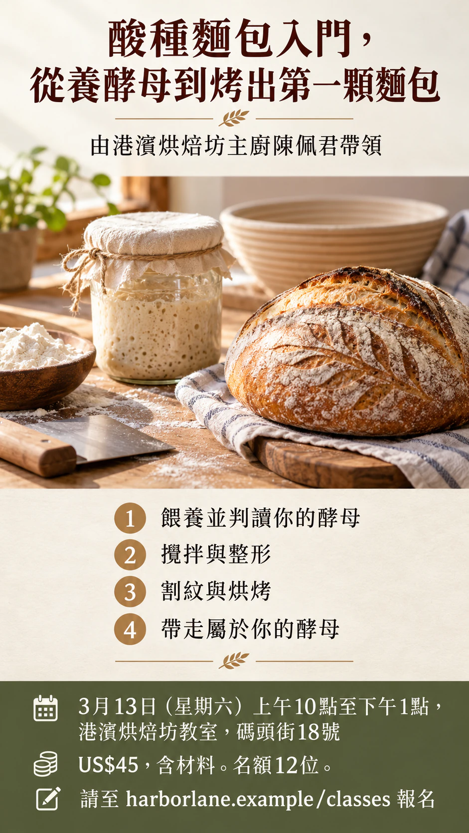 附課程大綱與報名區的工作坊或教育訓練傳單範例