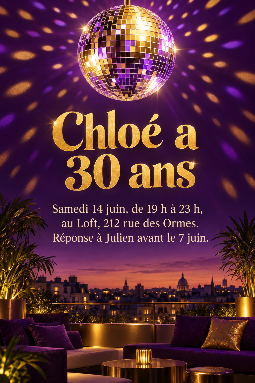 Flyer d’anniversaire sur un rooftop