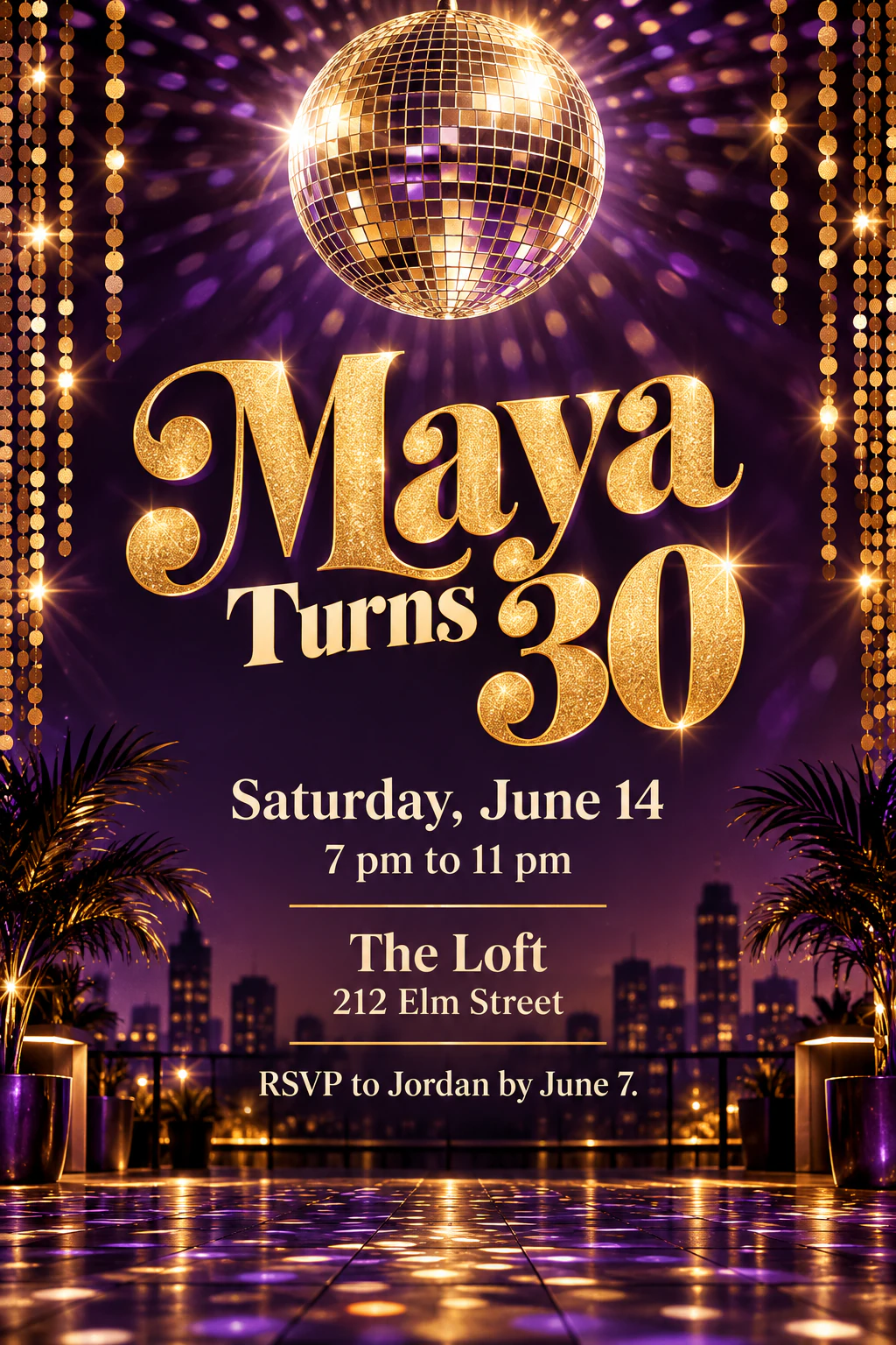 Rooftop birthday party flyer