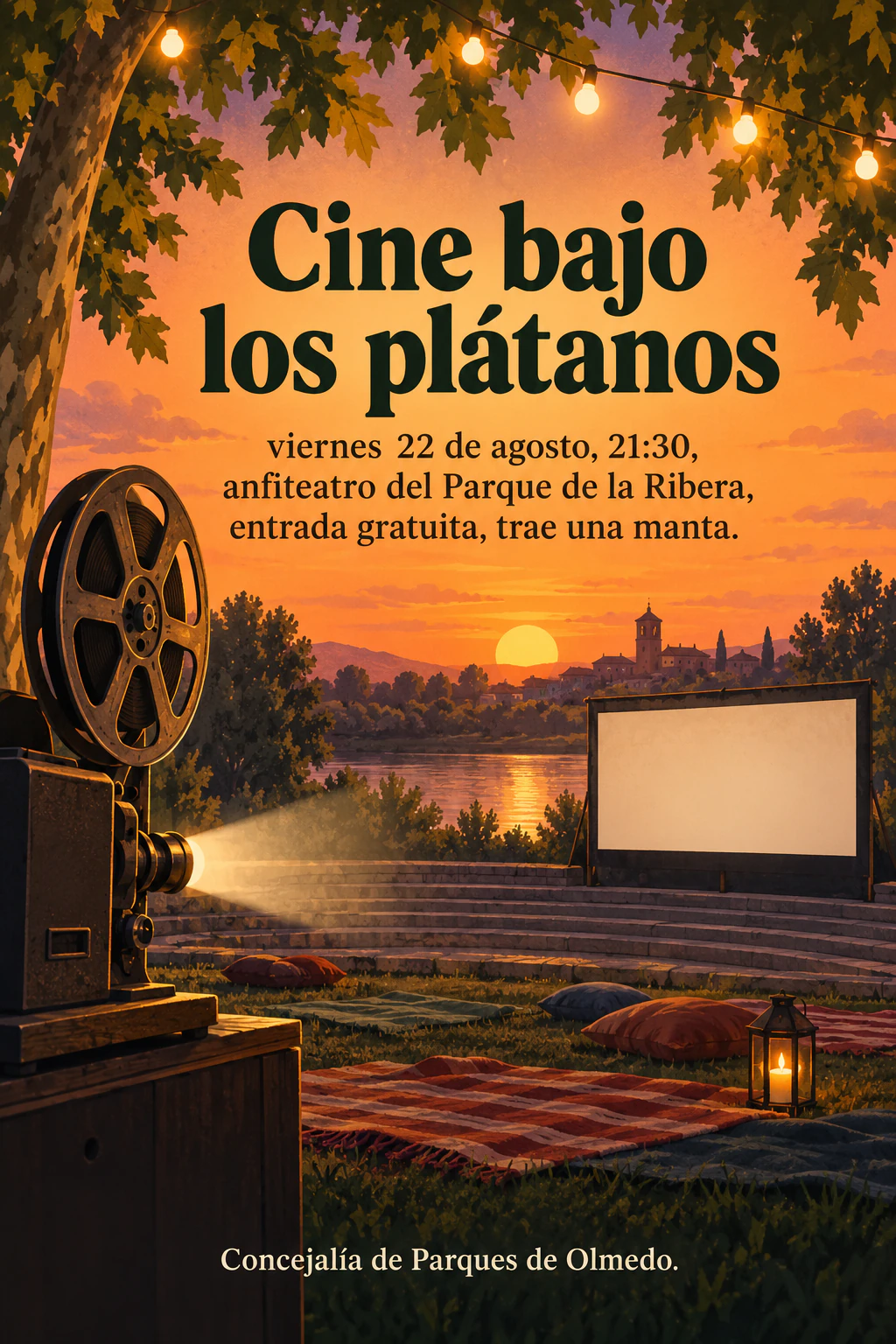 Cartel de cine de verano al aire libre